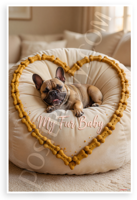 French Bulldog My Fur Baby Dog Bone Heart Frame 12x18 US Made Poster