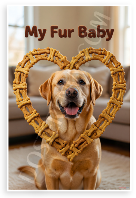 My Fur Baby Labrador Retriever Dog Bone Heart 12x18 US Made Poster