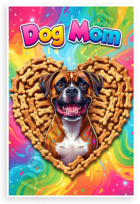 Boxer Dog Dog Mom Heart Dog Treats Playful 12x18 US Made Poster