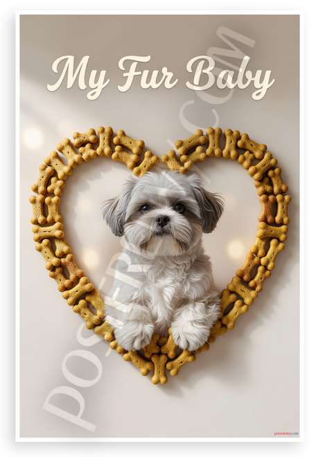 My Fur Baby Shih Tzu Dog Treat Heart Frame 12x18 US Made Poster