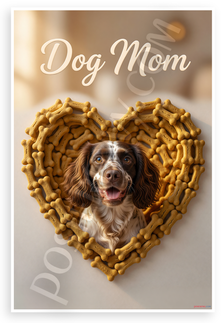 Dog Mom English Springer Spaniel Dog Bone Heart Motivational 12x18 US Made Poster