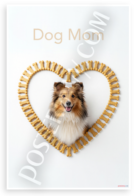 Dog Mom Shetland Sheepdog Bone Treat Heart Motivational 12x18 US Made Poster