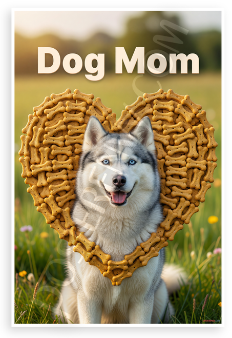 Dog Mom Siberian Husky Dog Bone Heart Motivational 12x18 US Made Poster