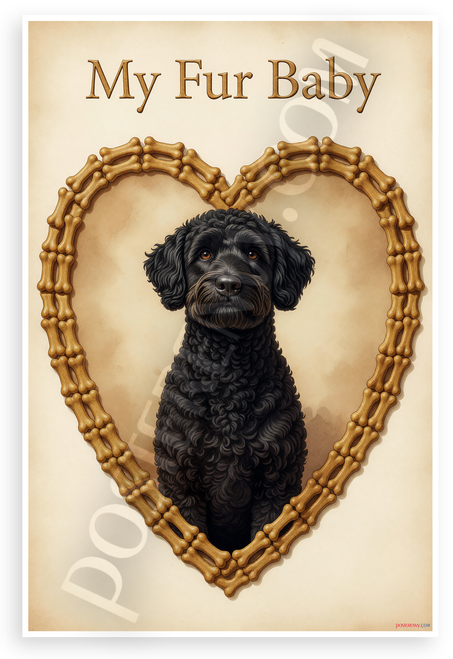 My Fur Baby Portuguese Water Dog Bone Heart Frame 12x18 US Made Poster
