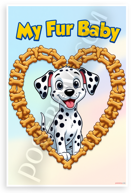 My Fur Baby Dalmatian Puppy Dog Bone Heart Kids 12x18 US Made Poster