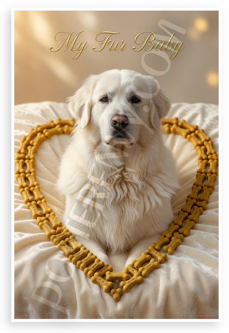 My Fur Baby Great Pyrenees Dog Bone Heart Frame 12x18 US Made Poster