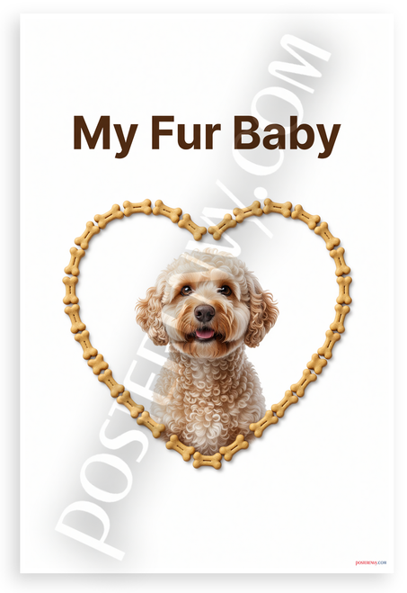 My Fur Baby Lagotto Romagnolo Dog Bone Heart Frame 12x18 US Made Poster