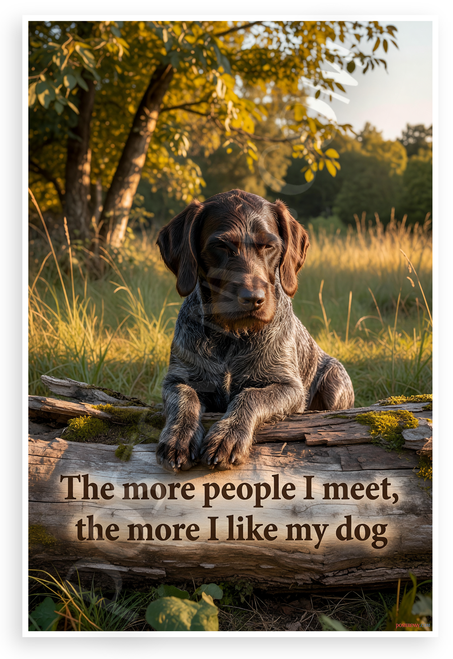 "The More People I Meet, the More I Like My Dog" German Wirehaired Pointer 12x18 US Made Poster
