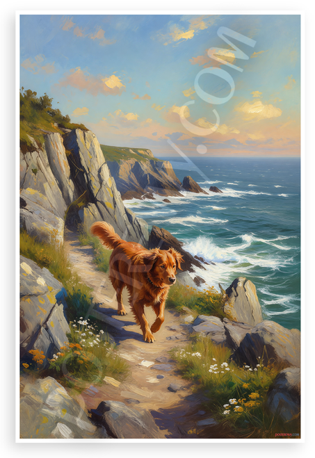 Nova Scotia Duck Tolling Retriever Coastal Cliffs Nova Scotia Landscape 12x18 US Made Poster