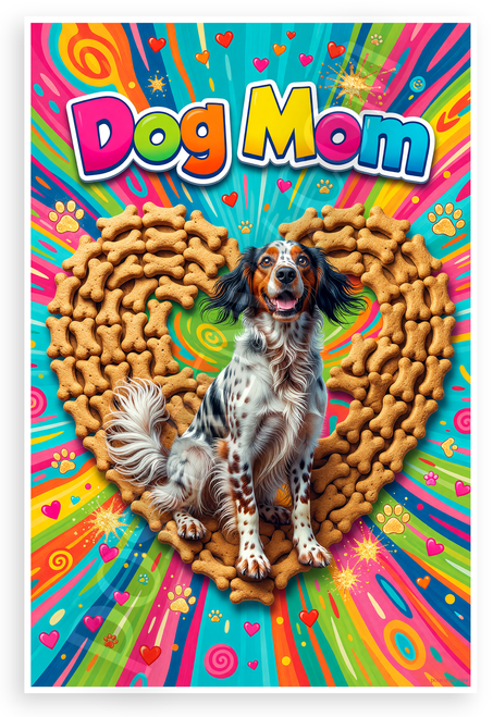 Dog Mom English Setter Dog Bone Heart Playful 12x18 US Made Poster