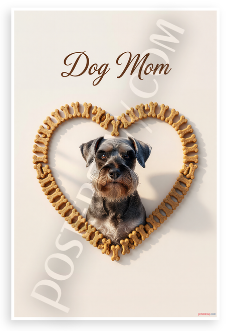 Dog Mom Standard Schnauzer Dog Bone Heart Frame 12x18 US Made Poster