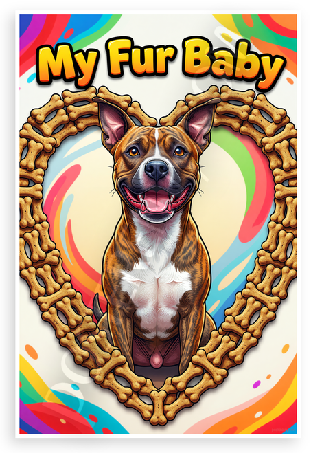 My Fur Baby American Staffordshire Terrier Dog Bone Heart 12x18 US Made Poster