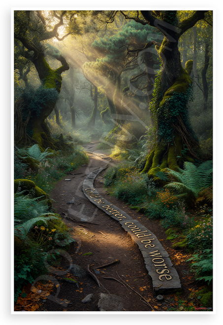 "Could Be Better Could Be Worse" Forest Path Inspirational 12x18 US Made Poster