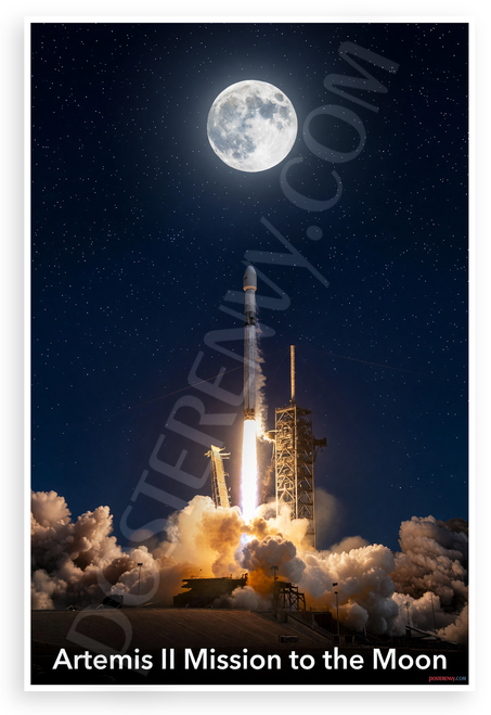 Artemis II Mission to the Moon Rocket Launch 12x18 US Made Poster