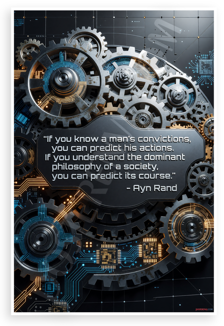 Ayn Rand "If You Know a Man's Convictions You Can Predict His Actions" Inspirational 12x18 US Made Poster