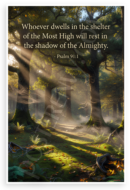 Psalm 91:1 'Whoever Dwells in the Shelter of the Most High' Inspirational 12x18 US Made Poster