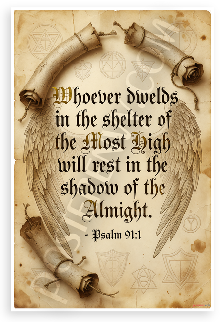 Psalm 91:1 'Whoever Dwells in the Shelter of the Most High' Inspirational 12x18 US Made Poster