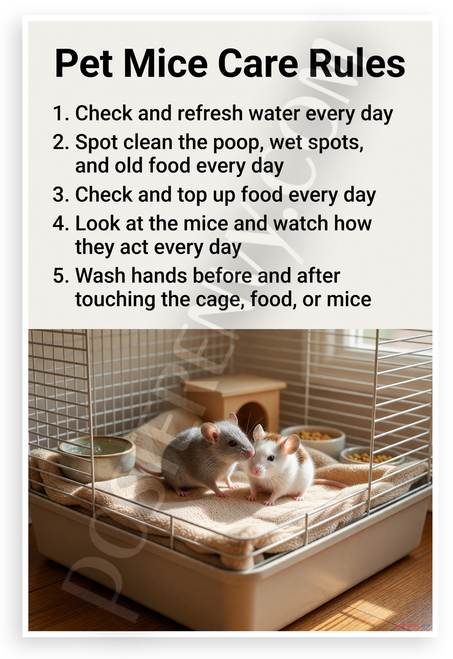 Pet Mice Care Rules Educational 12x18 US Made Poster