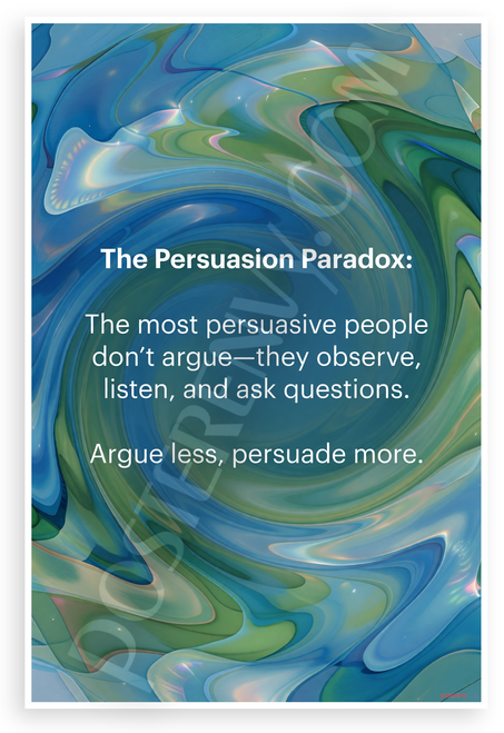 The Persuasion Paradox Observe Listen Ask Questions Inspirational 12x18 US Made Poster