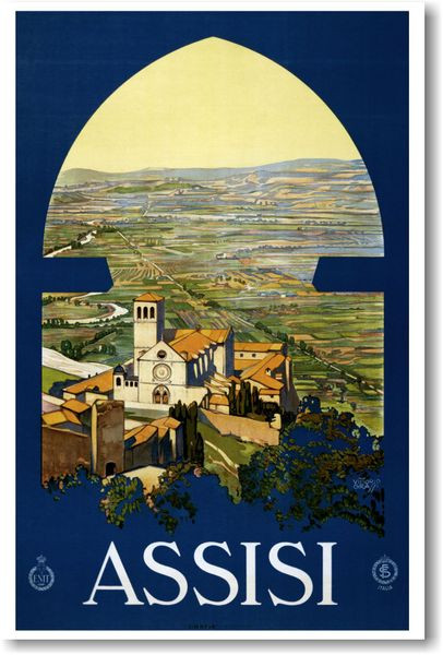 NEW Travel Vintage Art  POSTER - Assisi Italy 1920