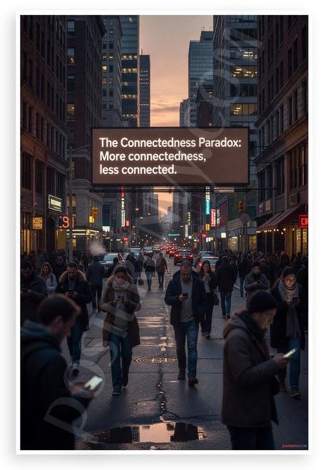 The Connectedness Paradox "More Connectedness, Less Connected" Urban Inspirational 12x18 US Made Poster