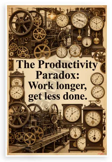 Productivity Paradox Work Longer Get Less Done Vintage 12x18 US Made Poster