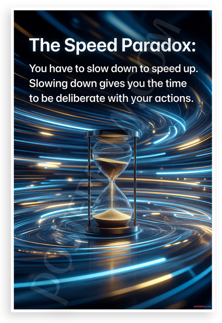 The Speed Paradox 'Slow Down to Speed Up' Inspirational 12x18 US Made Poster