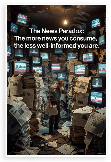 The News Paradox "The More News You Consume the Less Well-Informed You Are" Inspirational 12x18 US Made Poster