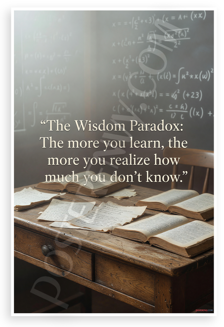 "The Wisdom Paradox: The More You Learn, the More You Realize You Don't Know" Inspirational 12"x18" US Made Poster