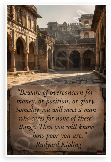 Rudyard Kipling "Beware of Overconcern for Money or Glory" Inspirational 12x18 US Made Poster