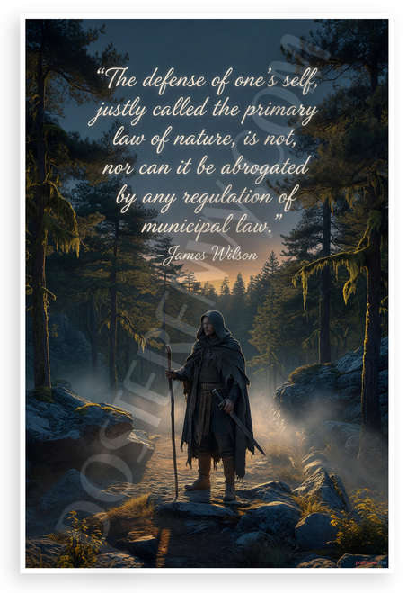 James Wilson "Defense of One's Self Primary Law of Nature" Inspirational 12x18 US Made Poster