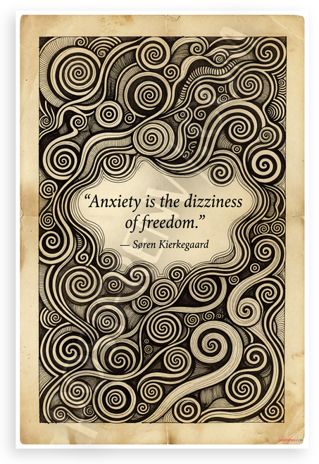 Søren Kierkegaard "Anxiety Is the Dizziness of Freedom" Inspirational 12x18 US Made Poster