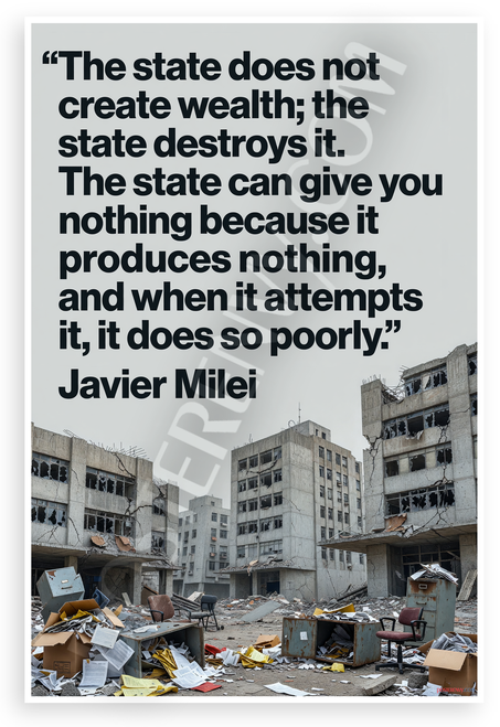 Javier Milei 'The State Does Not Create Wealth' Inspirational 12x18 US Made Poster