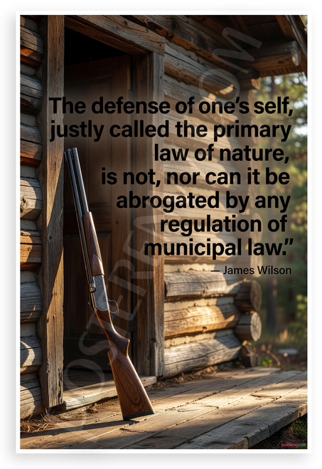 James Wilson "Defense of One's Self Primary Law of Nature" Inspirational 12x18 US Made Poster