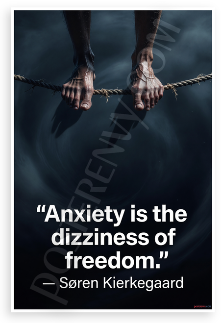 Søren Kierkegaard "Anxiety Is the Dizziness of Freedom" Inspirational 12x18 US Made Poster