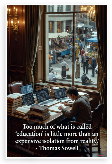Thomas Sowell 'Education Little More Than Expensive Isolation' Inspirational 12x18 US Made Poster