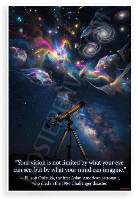 Ellison Onizuka "Your Vision Is Not Limited By What Your Eye Can See" Inspirational 12x18 US Made Poster