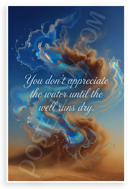 "You Don't Appreciate the Water Until the Well Runs Dry" Abstract Inspirational 12x18 US Made Poster