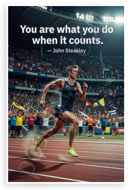 John Steakley "You Are What You Do When It Counts" Motivational 12x18 US Made Poster