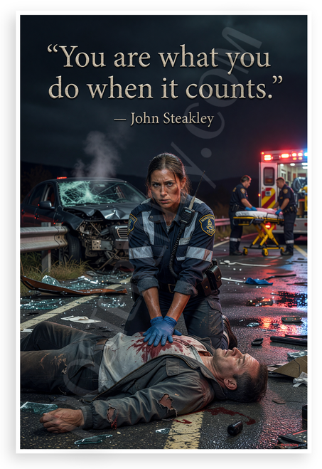 John Steakley "You Are What You Do When It Counts" First Responder Motivational 12x18 US Made Poster