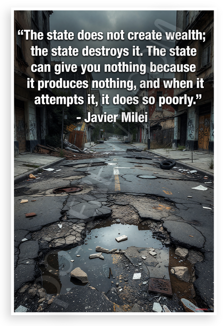 Javier Milei "The State Does Not Create Wealth" Political 12x18 US Made Poster