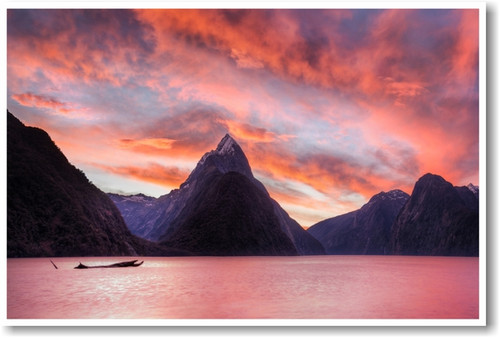 Milford Sound, New Zealand at Sunset