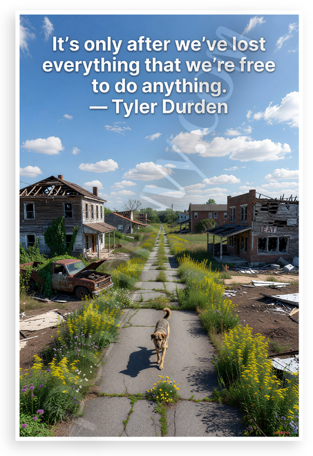Tyler Durden "It's Only After We've Lost Everything We're Free" Inspirational 12x18 US Made Poster
