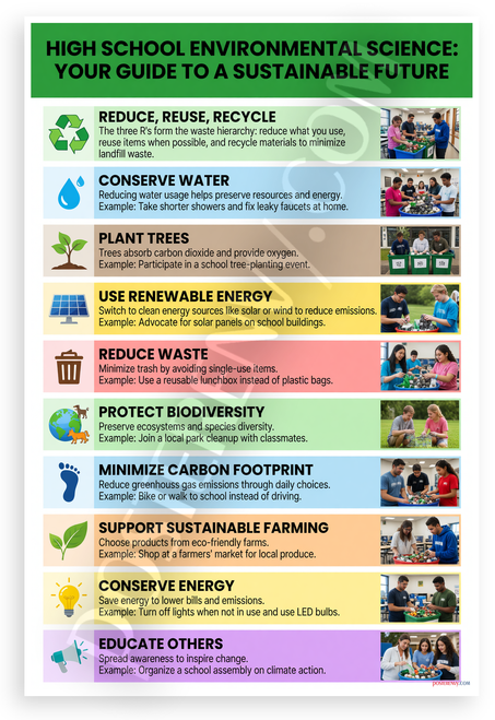 High School Environmental Science Sustainable Future Guide Educational 12x18 US Made Poster