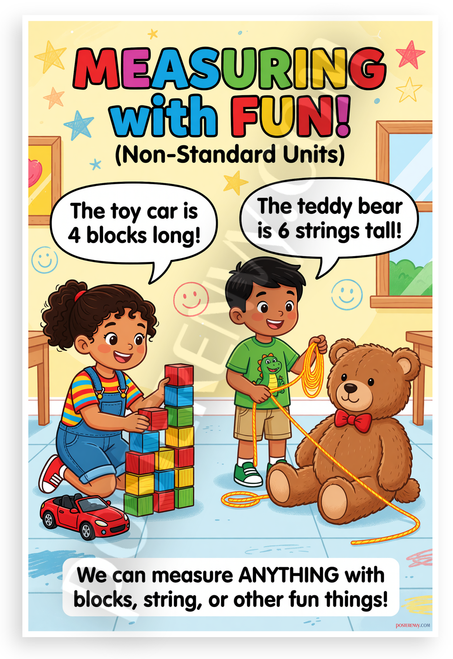 Measuring with Fun Non-Standard Units Kids Educational 12x18 US Made Poster
