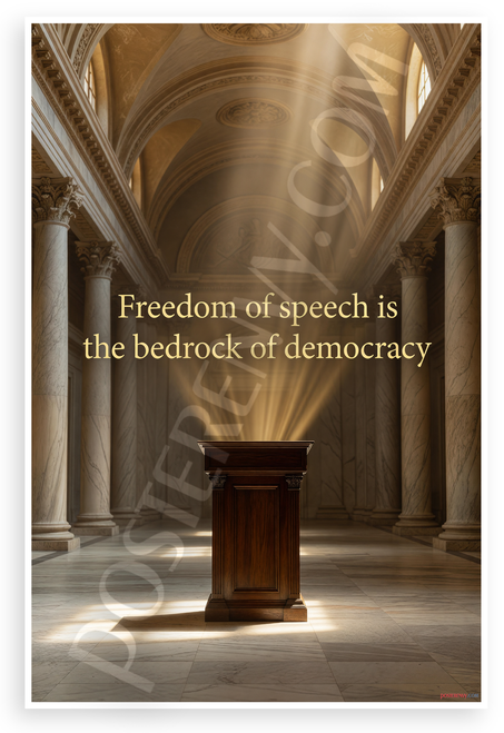 "Freedom of Speech is the Bedrock of Democracy" Inspirational 12x18 US Made Poster