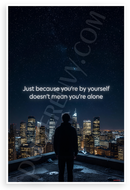 "Just Because You're by Yourself Doesn't Mean You're Alone" Inspirational 12x18 US Made Poster
