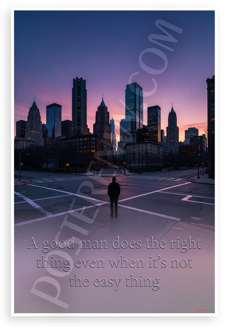 A Good Man Does the Right Thing Even When Not Easy Inspirational 12x18 US Made Poster