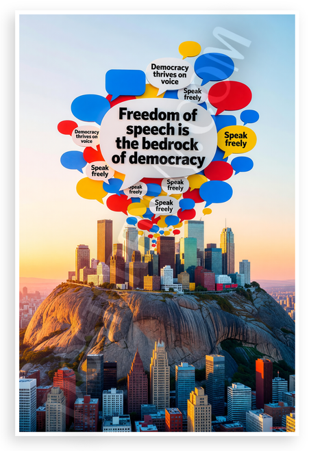 Freedom of Speech is the Bedrock of Democracy Inspirational 12x18 US Made Poster