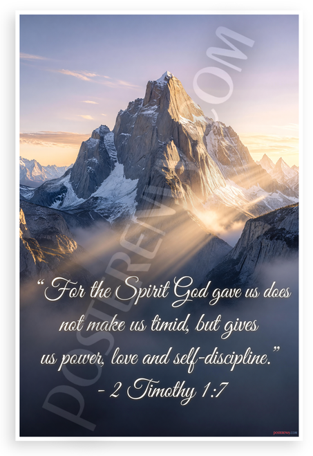 2 Timothy 1:7 "Spirit God Gave Us Power Love Self-Discipline" Inspirational 12x18 US Made Poster